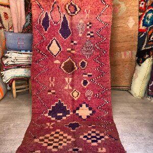 Vintage 1990s Rhamna Handwoven Moroccan Rug - Wool carpet